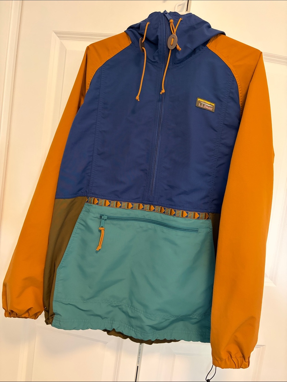 L.L. Bean - Colorblock Pullover Windbreaker - Navy, Mustard, Olive & Teal